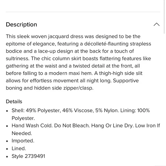 NWOT Lulus Whitney Gold Jacquard Strapless Twist-Front Maxi Dress - Picture 6 of 7